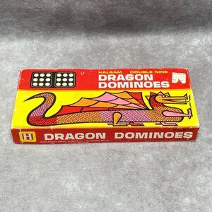 Vintage Halsam Dragon Dominoes 55-Piece Double Nine Set With Original Box #920